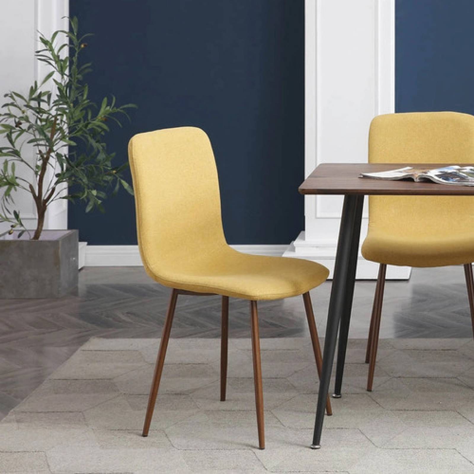 Silla Mostaza Estetica Retro Para Comedor Moderno Tugow