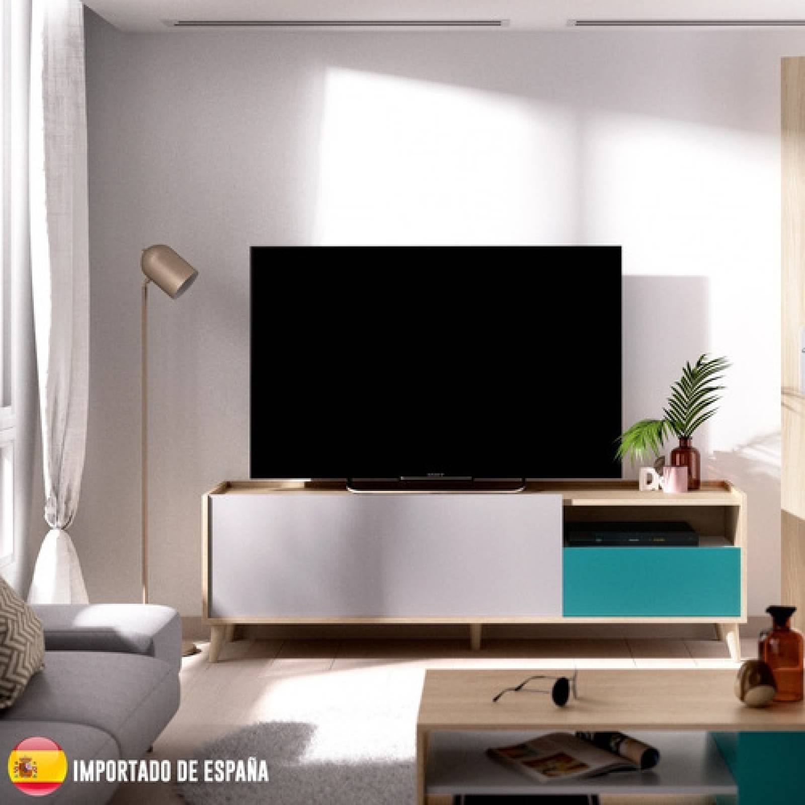 Mesa Rack Mueble Para Tv Multicolor Moderno Amplio Tugow