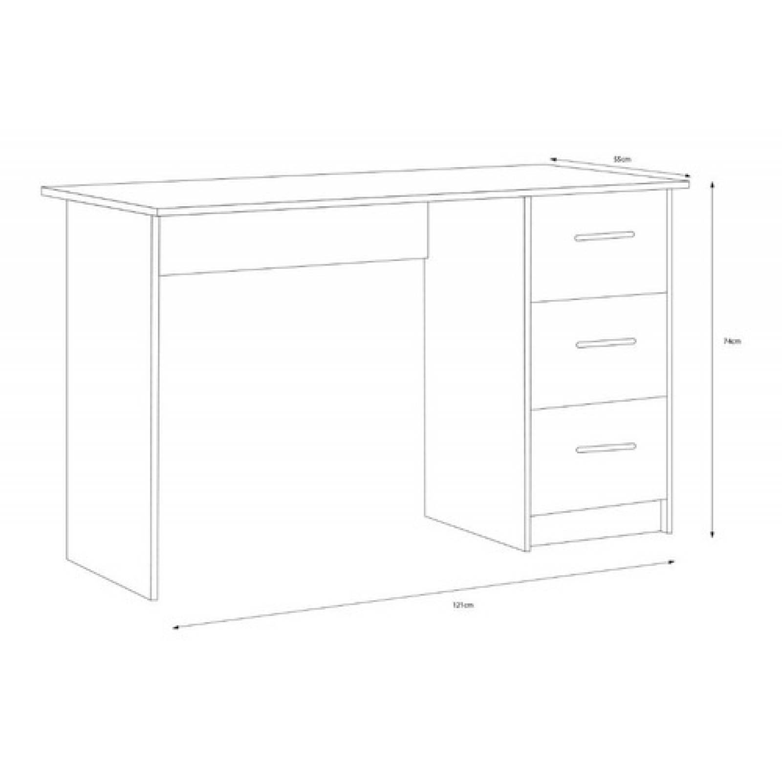 Escritorio Con 3 Cajones Acacia Adaptable Tugow 