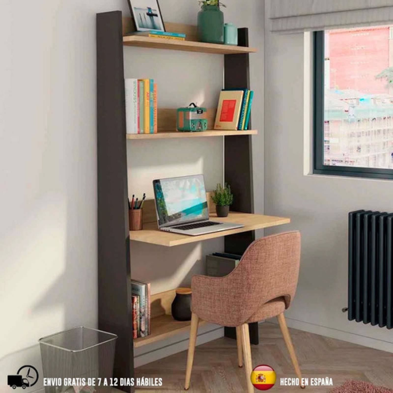 Librero Minimalista Con Repisa Para Laptop Tugow