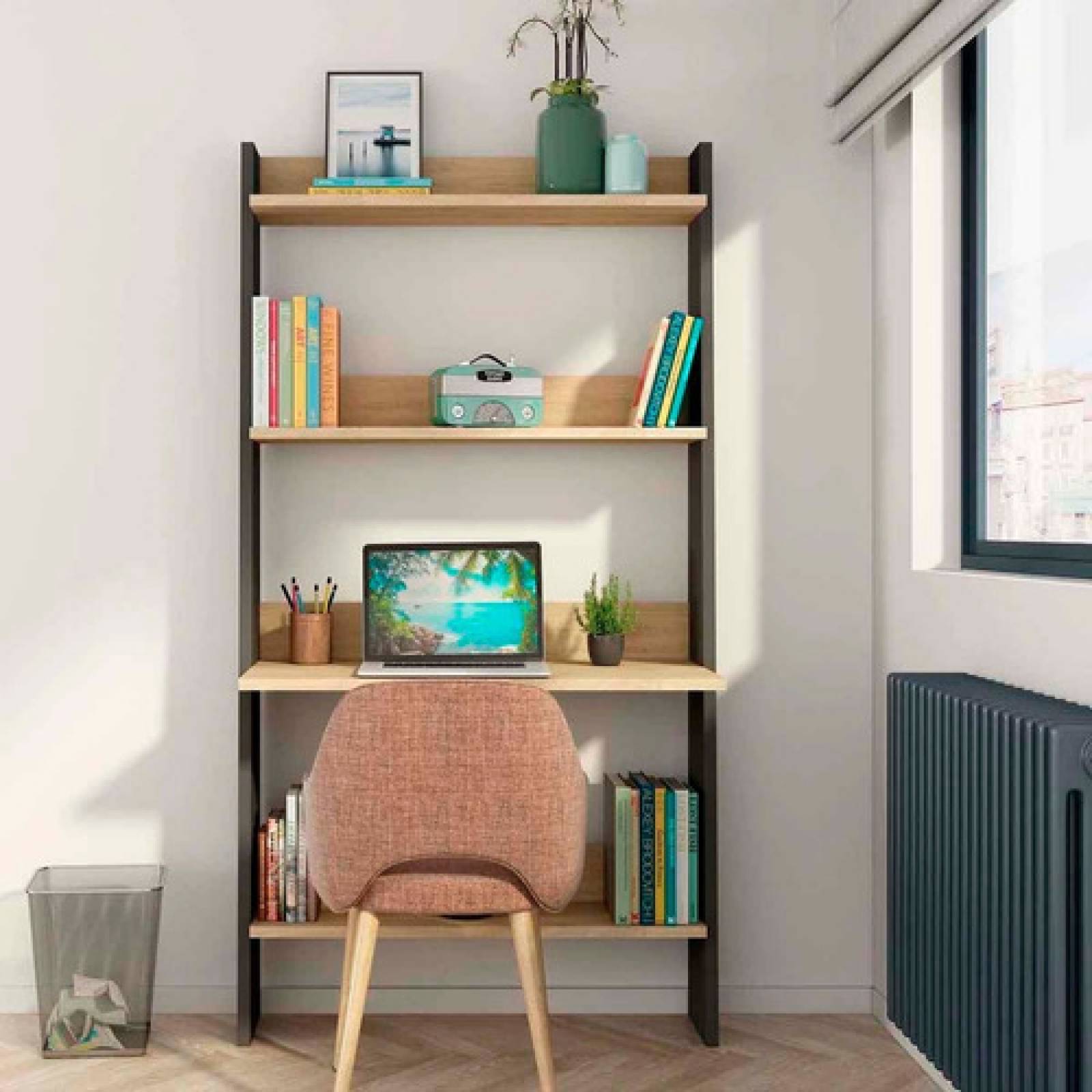 Librero Minimalista Con Repisa Para Laptop Tugow