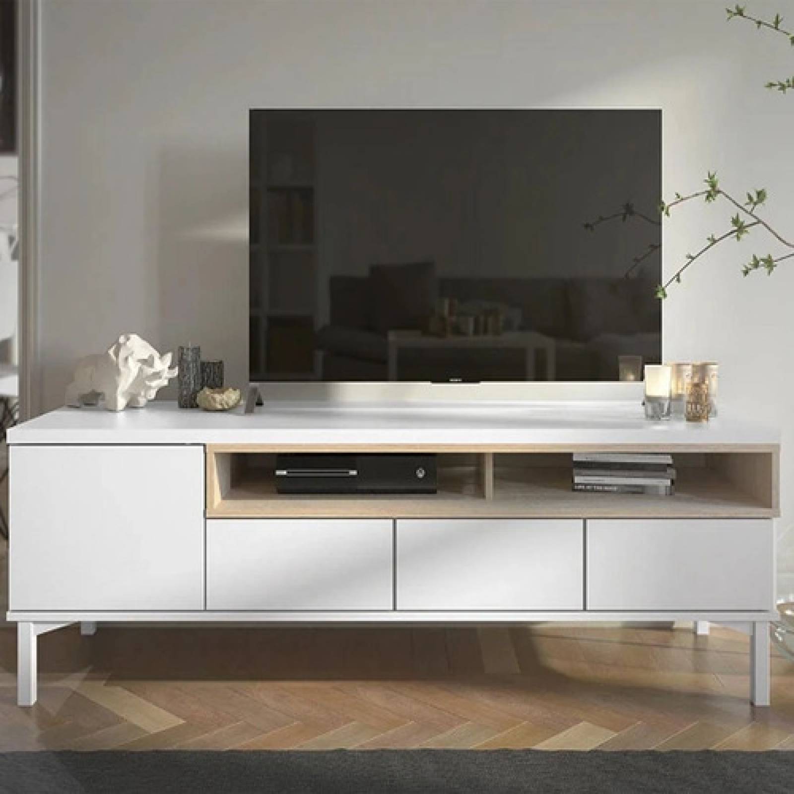 Mueble Para Tv Blanco Minimalista Tugow Envío Gratis