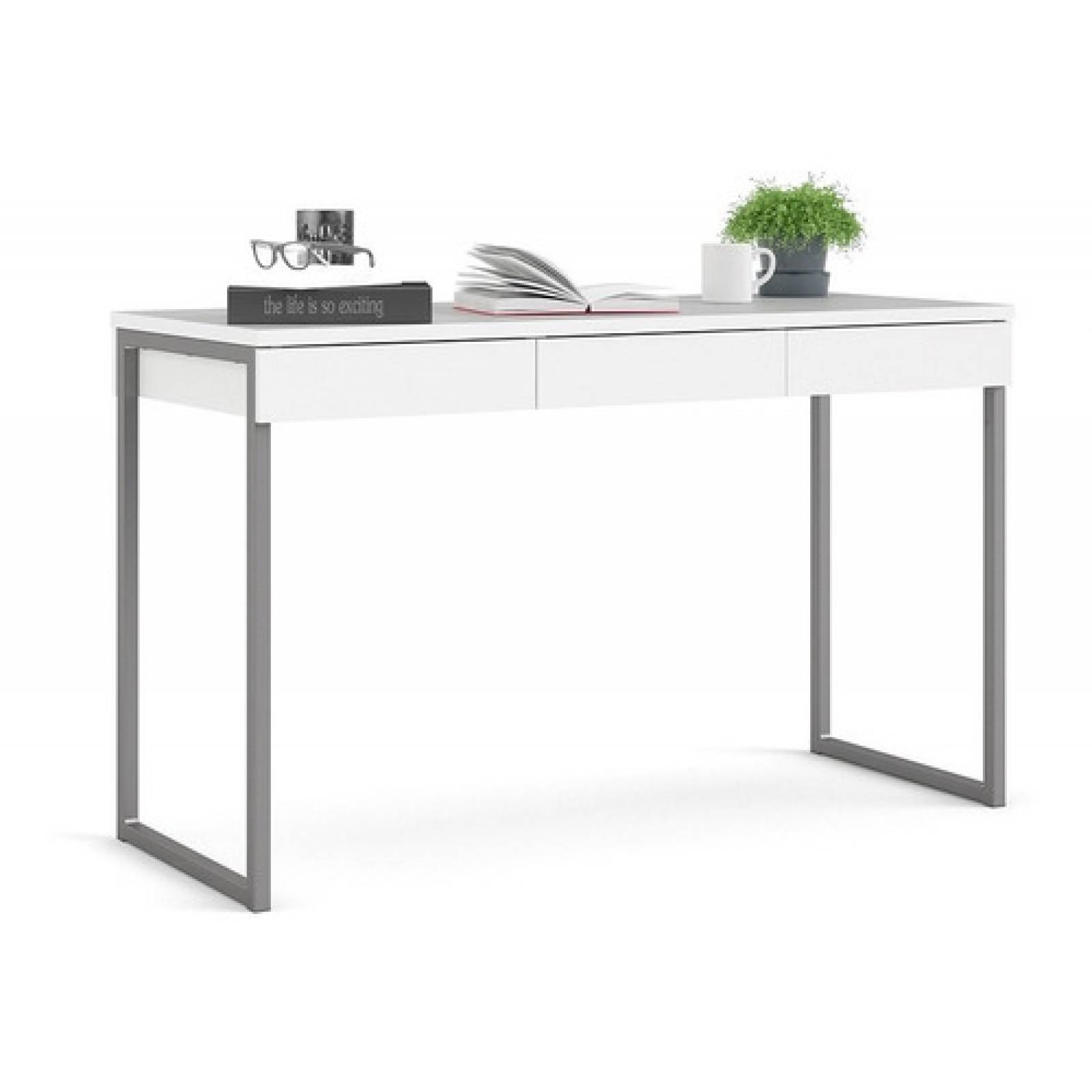 Escritorio Blanco Minimalista Con Patas De Acero Tugow 