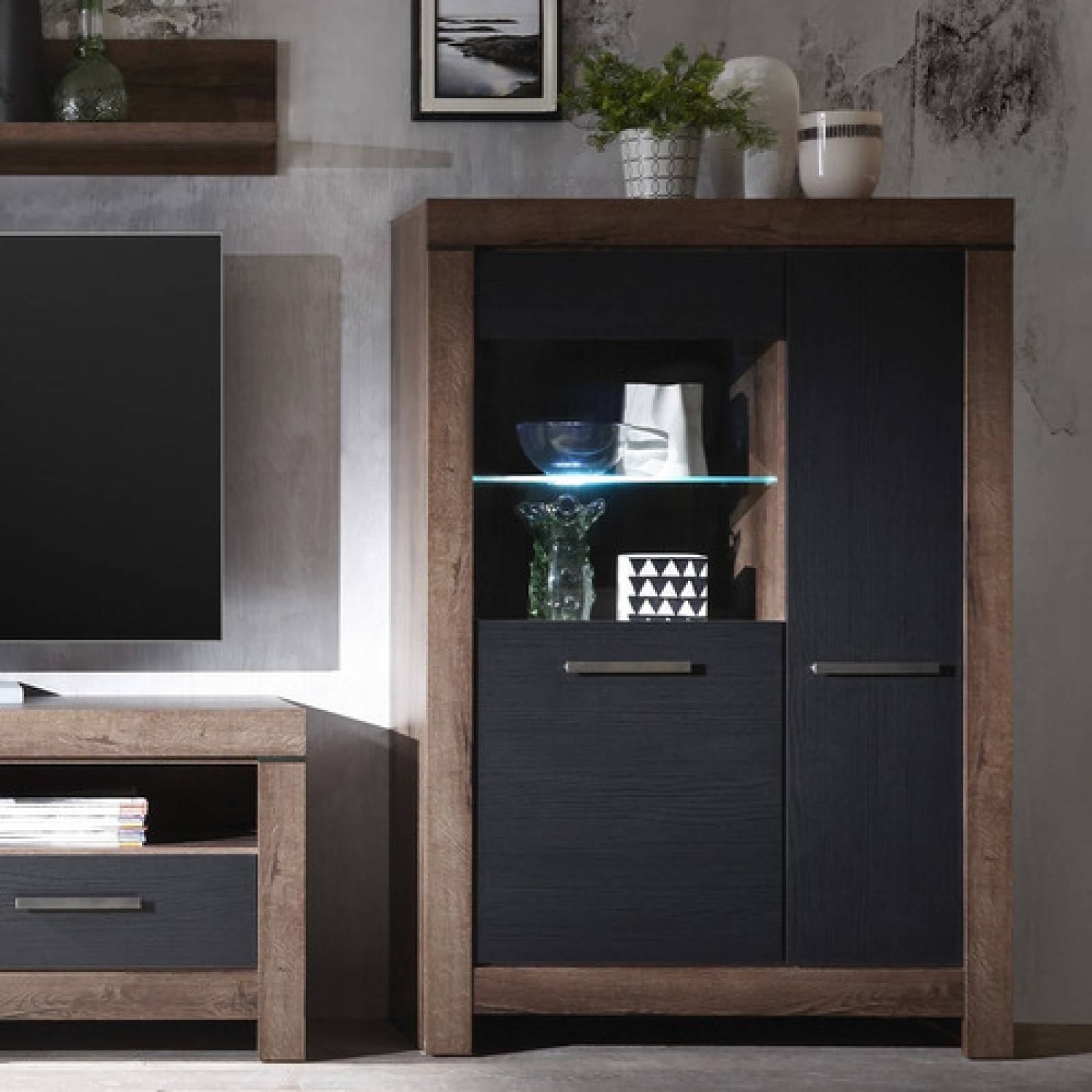 Vitrina Exhibidora Estilo Nordico Con Sistema De Iluminacion
