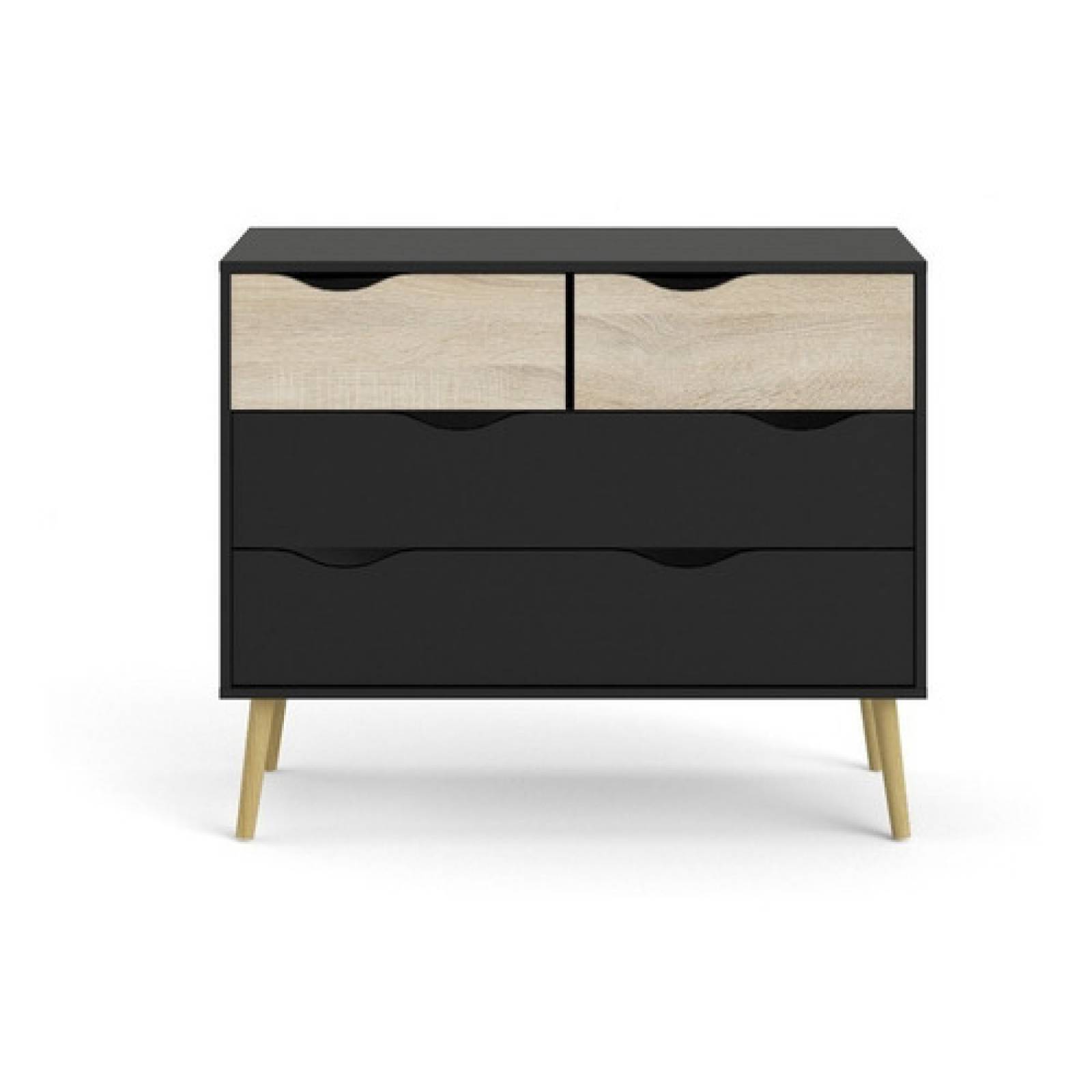 Cajonera Negra Moderna Cómoda De Madera Tugow Envío Gratis