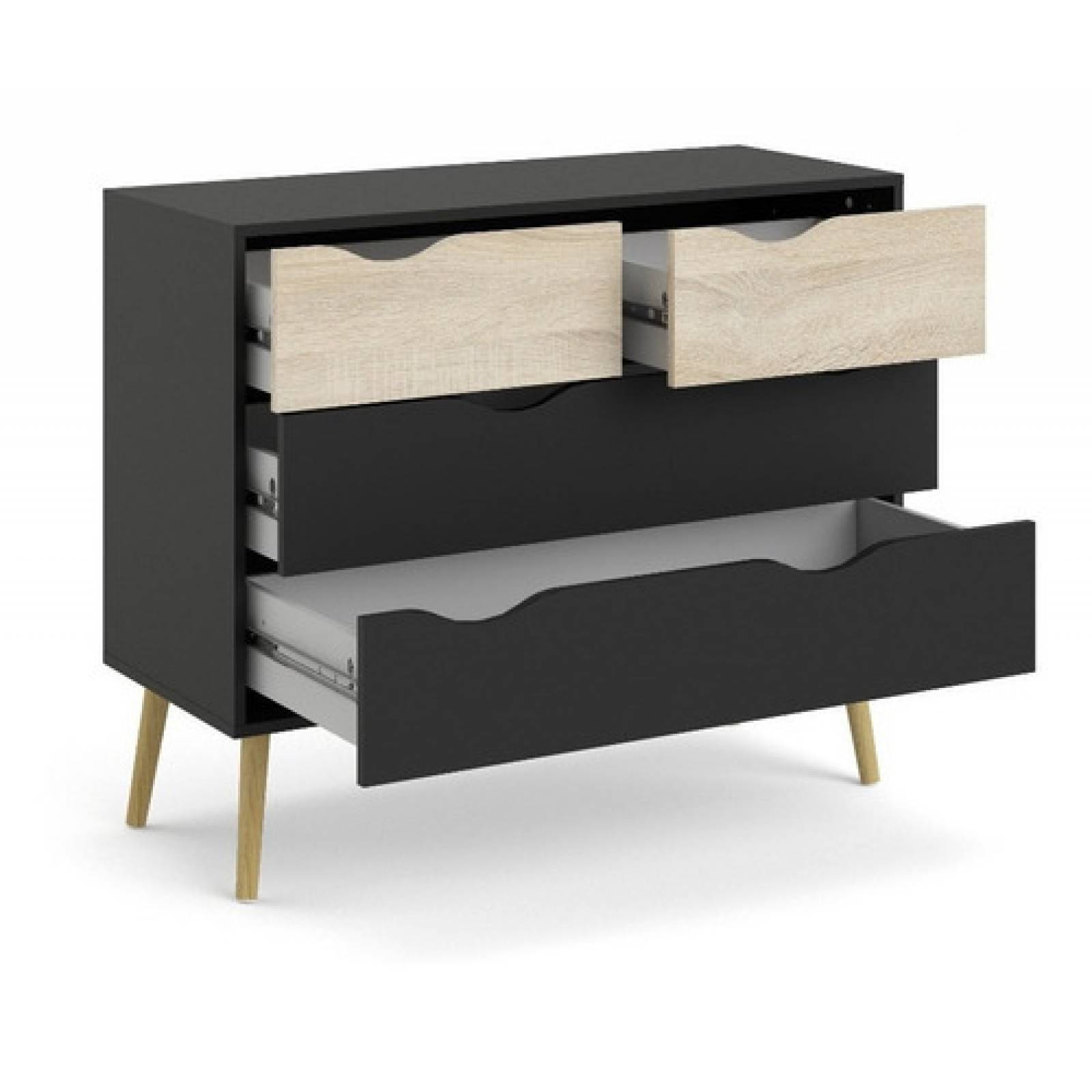 Cajonera Negra Moderna Cómoda De Madera Tugow Envío Gratis