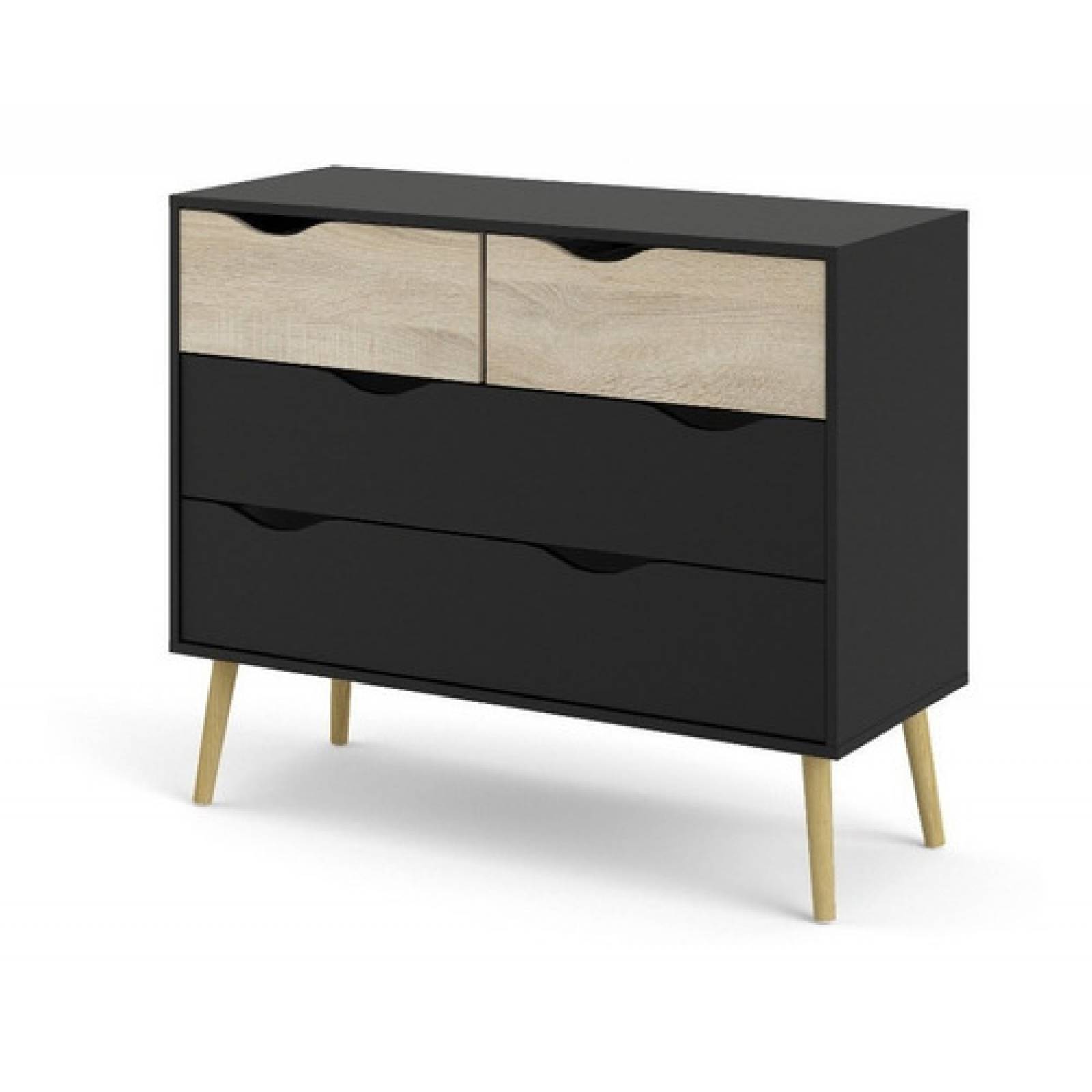 Cajonera Negra Moderna Cómoda De Madera Tugow Envío Gratis