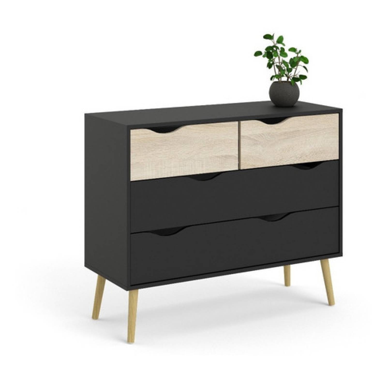 Cajonera Negra Moderna Cómoda De Madera Tugow Envío Gratis