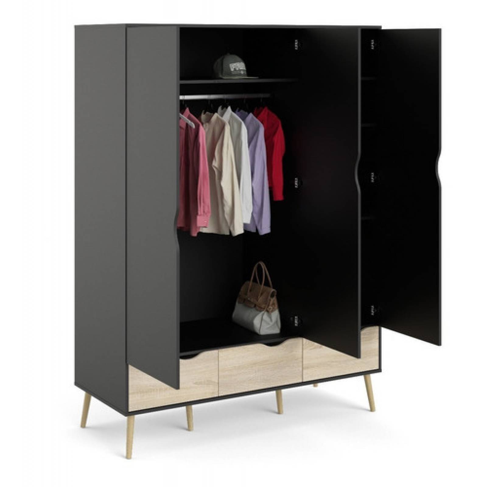 Clósets Armables Negro Ropero Moderno Con Cajonera Envío Gratis