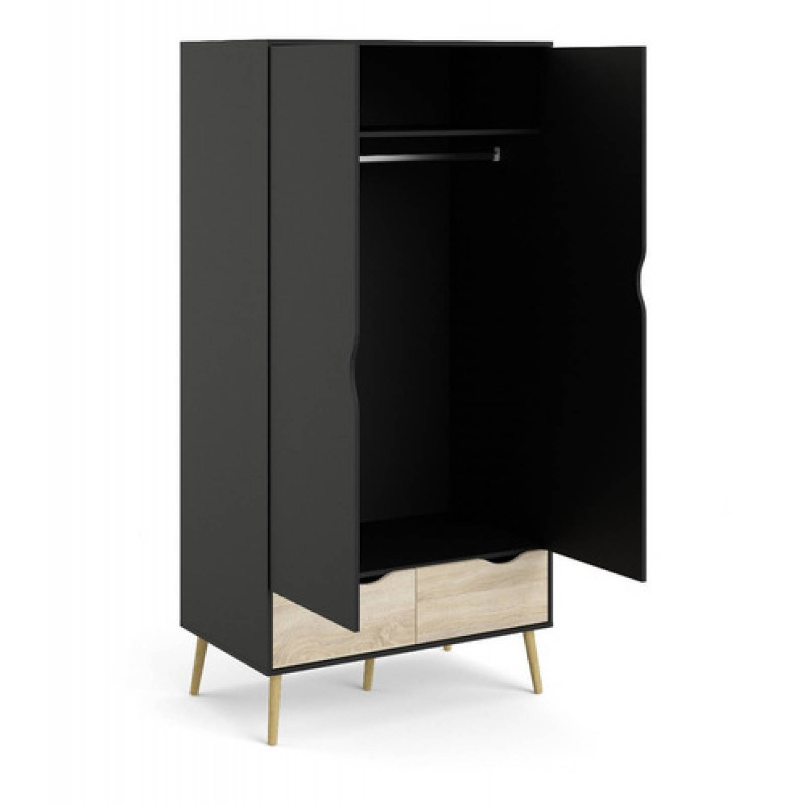 Ropero Moderno Con Cajonera Clóset Armable Negro Envío Gratis