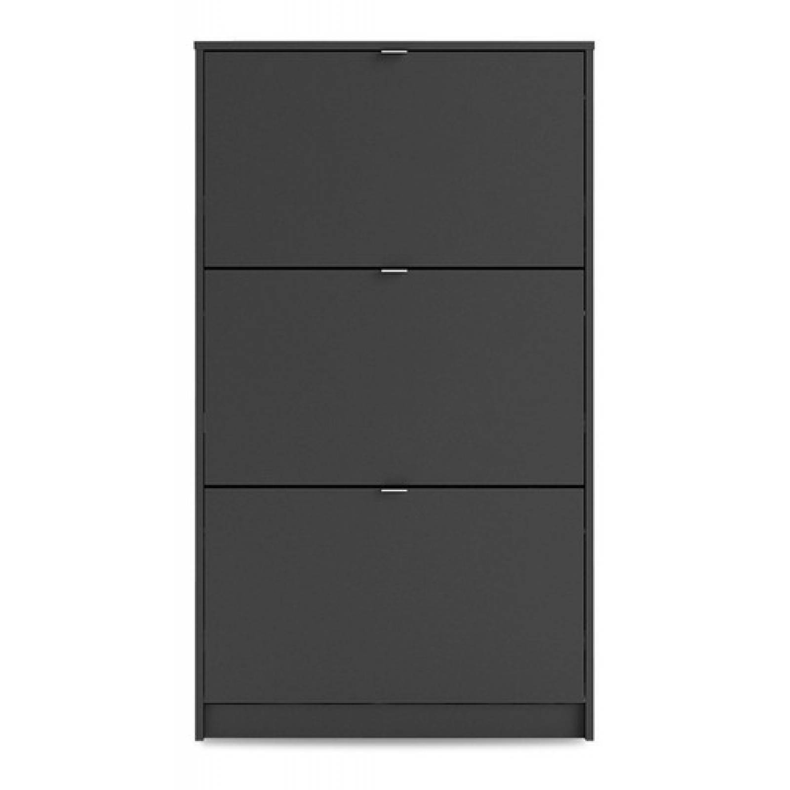 Zapatera Negro Matte 3 Compartimentos Tugow Con Envío Gratis