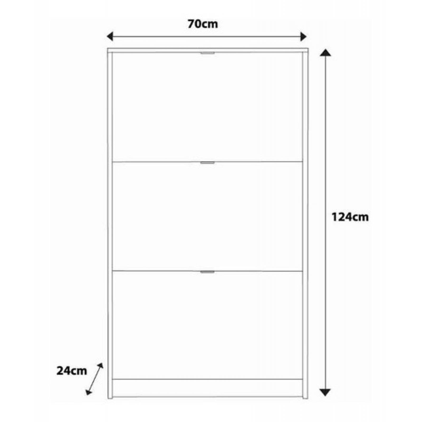 Zapatera Negro Matte 3 Compartimentos Tugow Con Envío Gratis