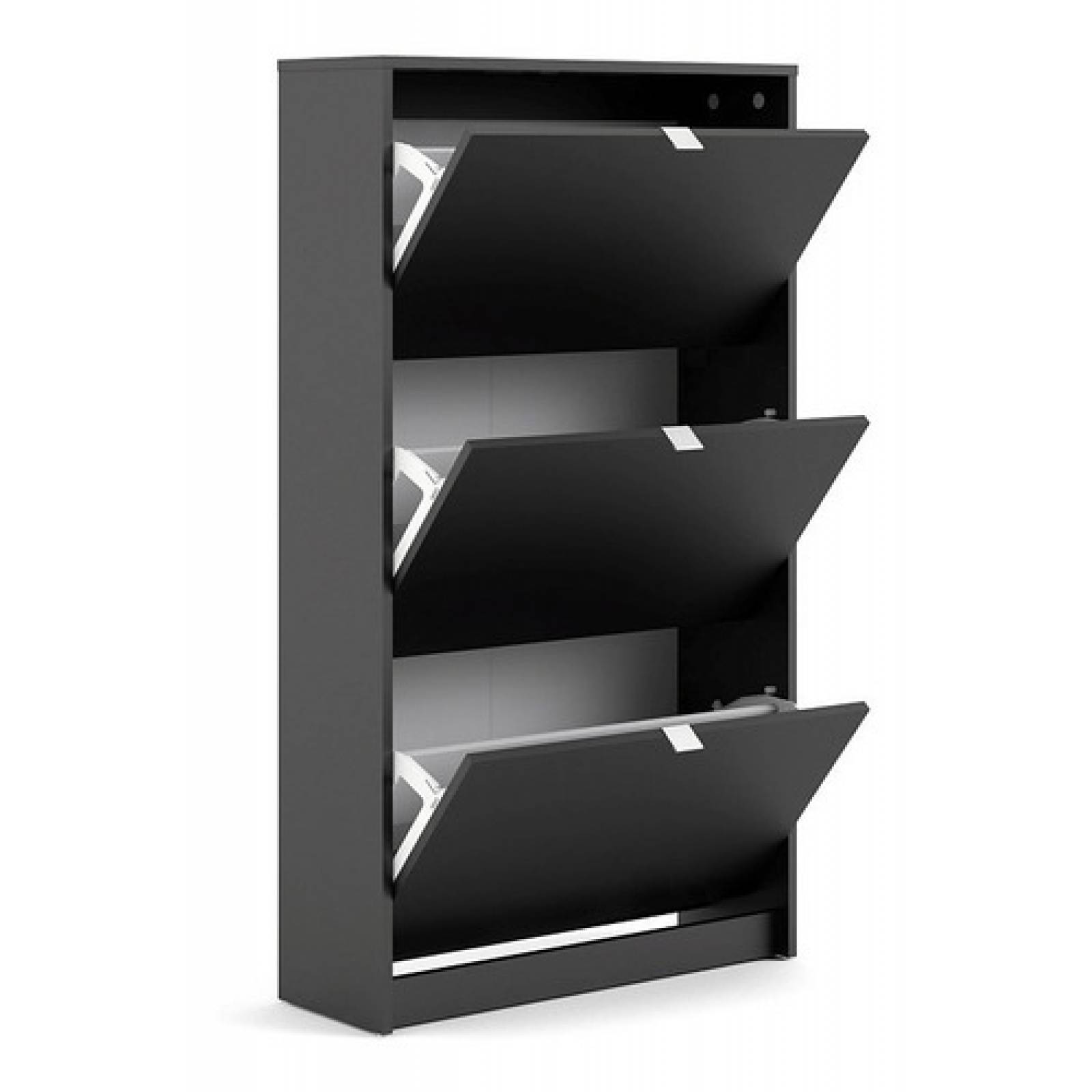 Zapatera Negro Matte 3 Compartimentos Tugow Con Envío Gratis