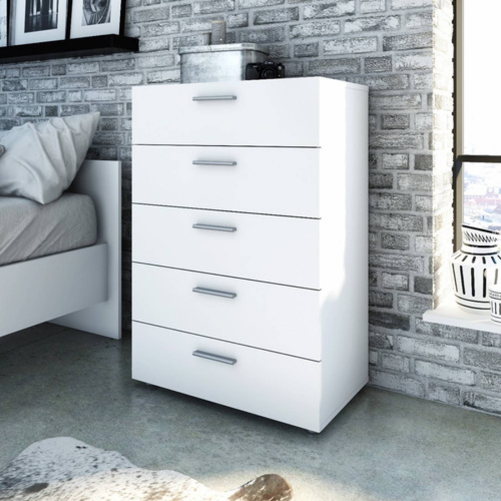 Mueble Cajonera 5 Niveles Blanca Minimalista Comoda Tugow