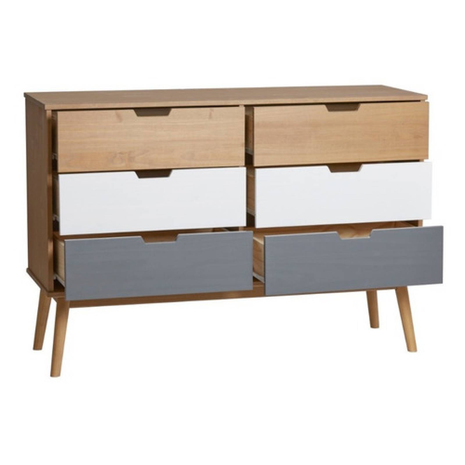 Comoda Estilo Nordico De Madera Con 6 Cajones Tugow