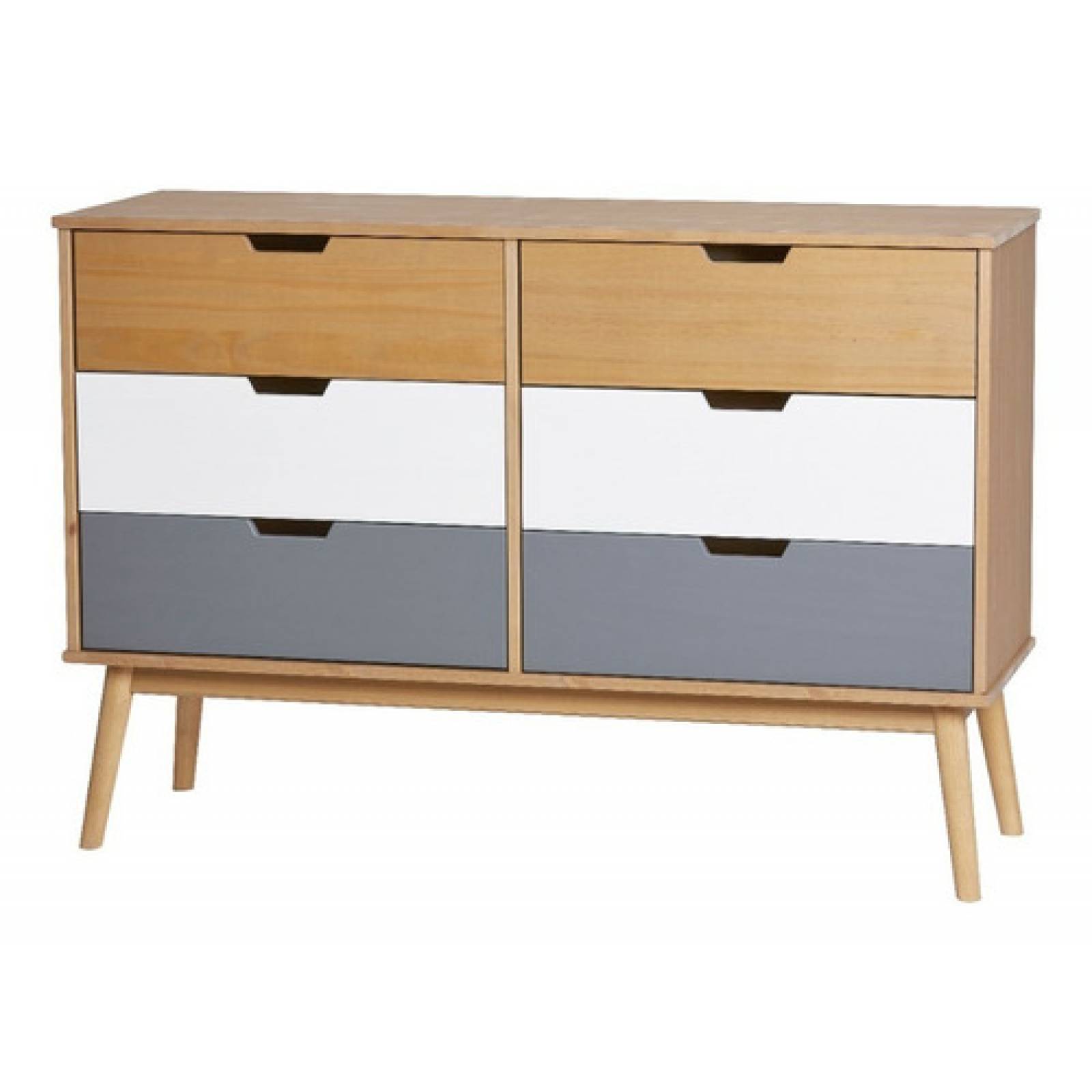 Comoda Estilo Nordico De Madera Con 6 Cajones Tugow