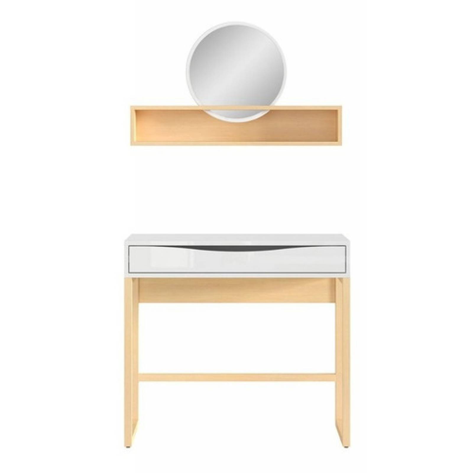 Espejo Decorativo Redondo  Con Base De Madera Tugow