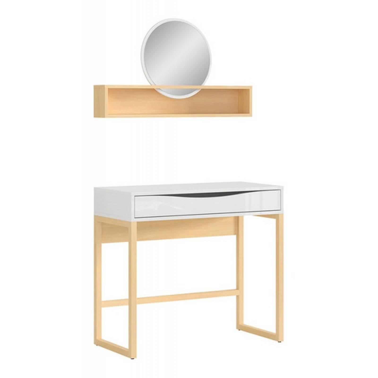 Espejo Decorativo Redondo  Con Base De Madera Tugow