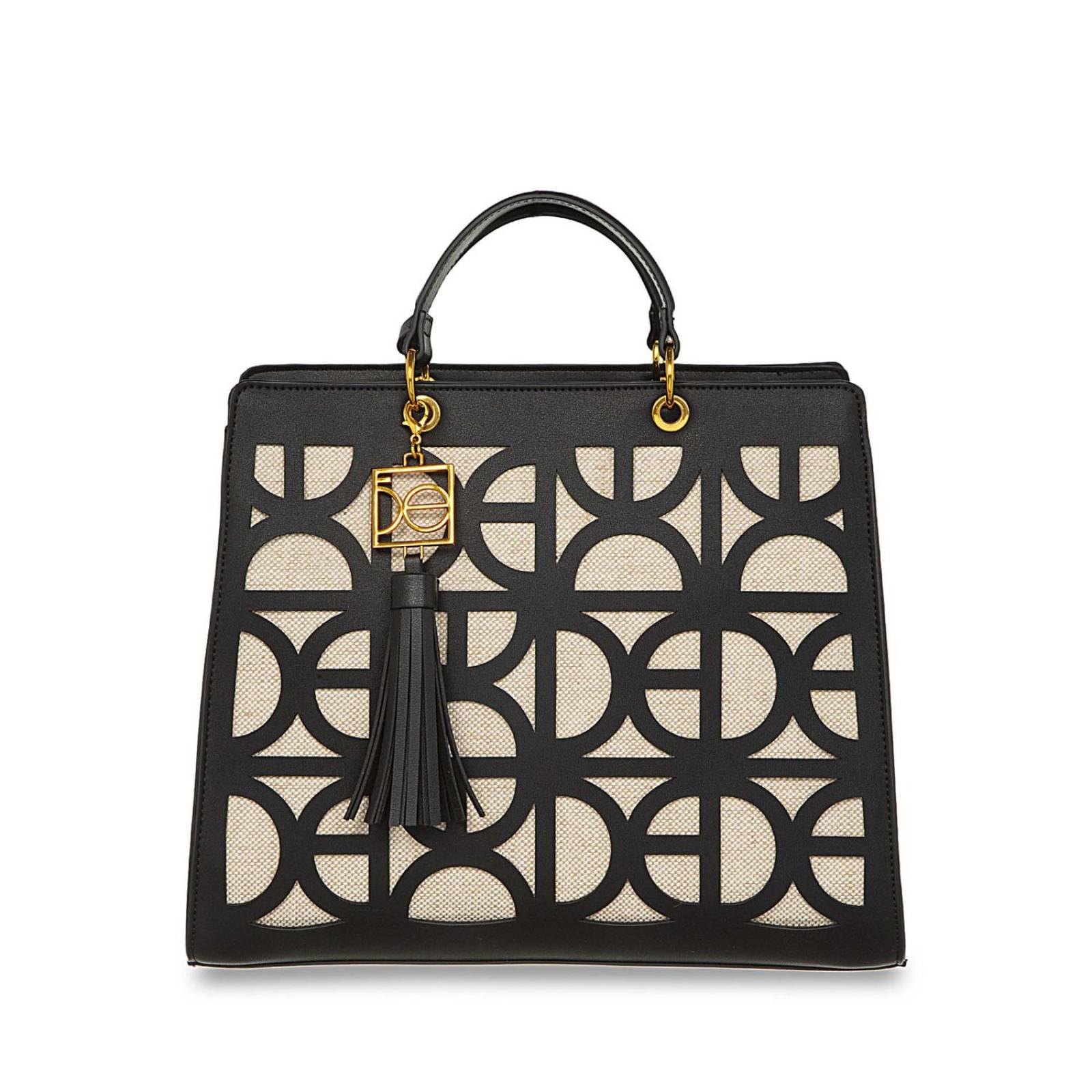 Bolsa Cloe Satchel Grande Tassel Decorativo NEGRO