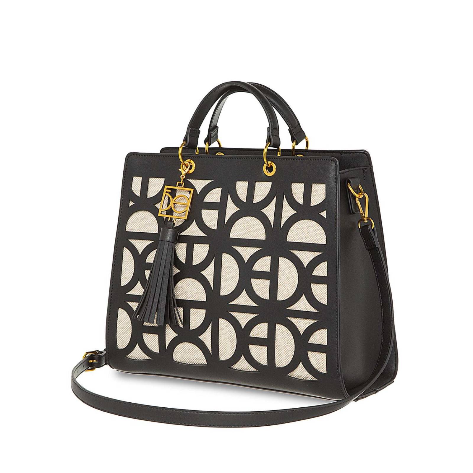 Bolsa Cloe Satchel Grande Tassel Decorativo NEGRO