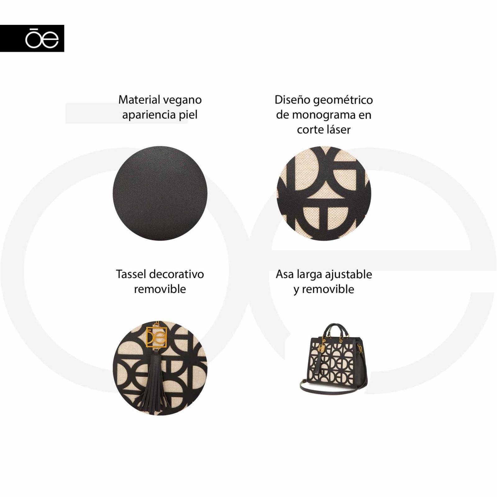 Bolsa Cloe Satchel Grande Tassel Decorativo NEGRO
