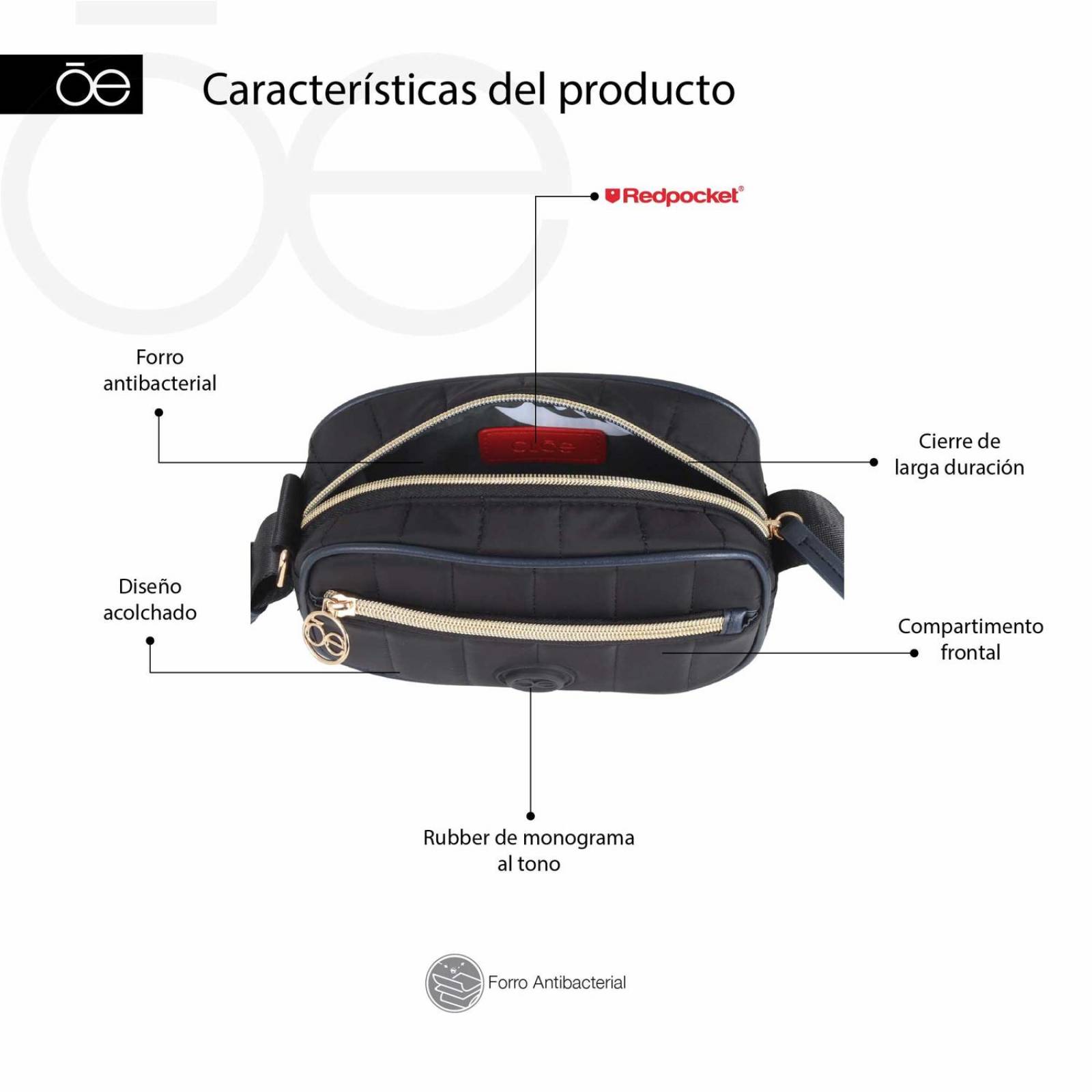 Bolsa Crossbody Cloe Textil Look Acolchado ROSA