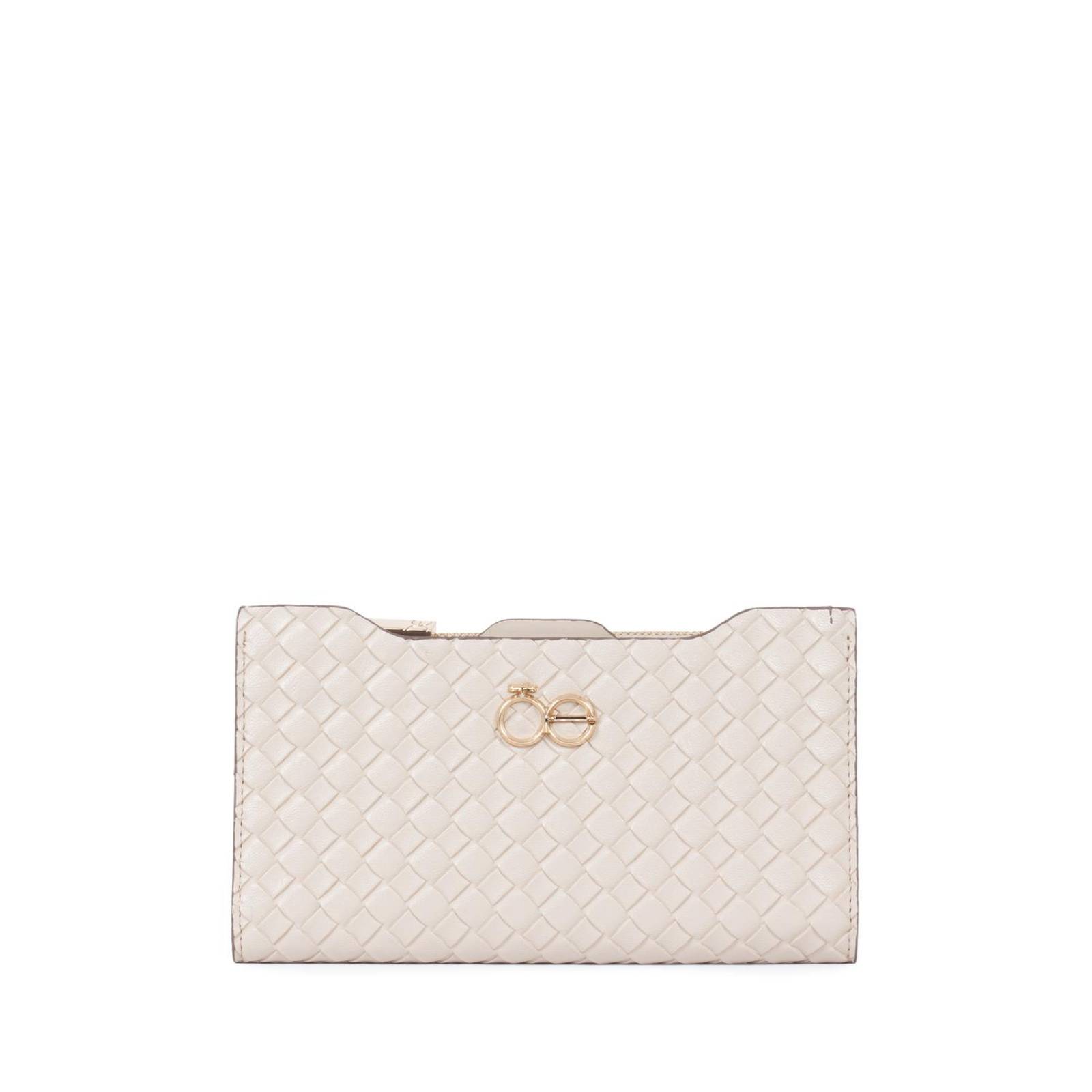 Cartera Cloe Flap Mediana Tejido con Tarjetero BEIGE