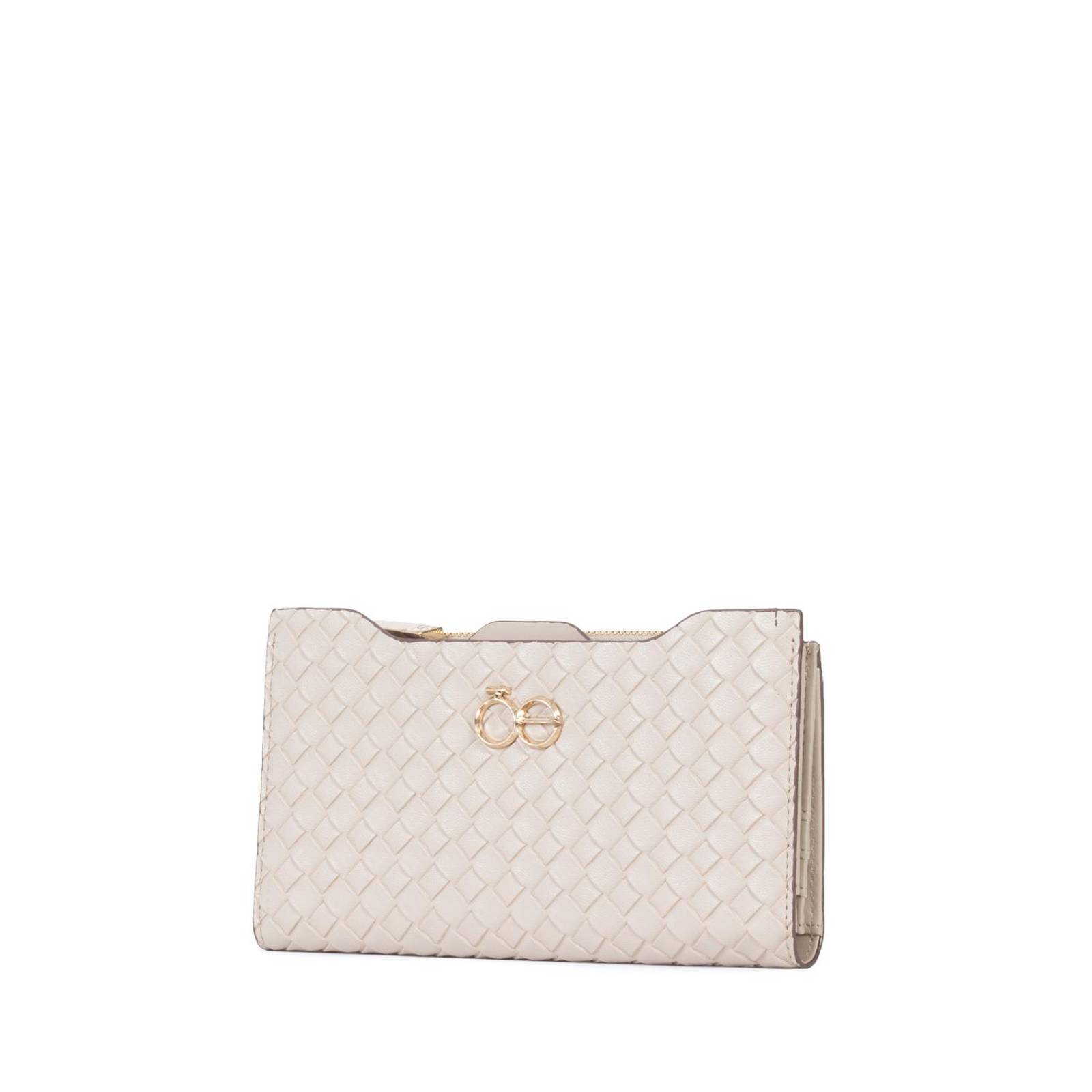 Cartera Cloe Flap Mediana Tejido con Tarjetero BEIGE