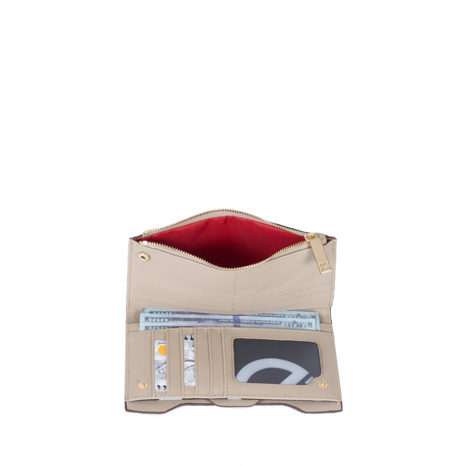 Cartera Cloe Flap Mediana Tejido con Tarjetero BEIGE