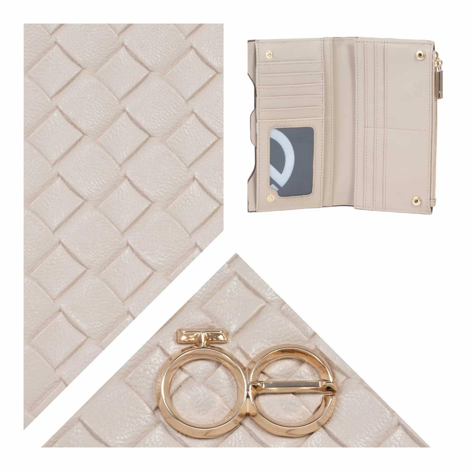 Cartera Cloe Flap Mediana Tejido con Tarjetero BEIGE