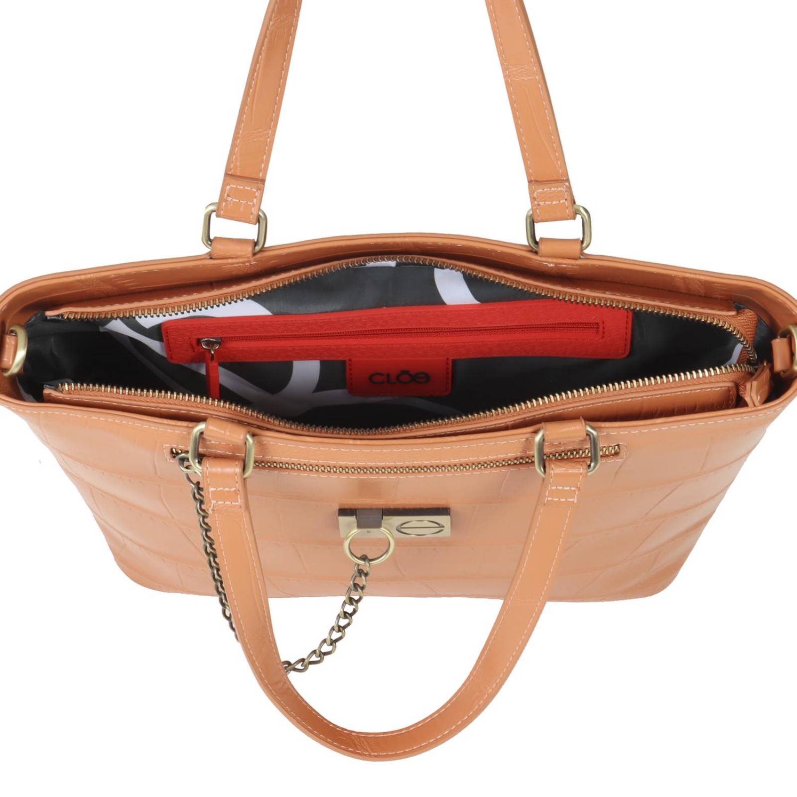 Bolsa Tote Cloe Look Animal Skin CORAL