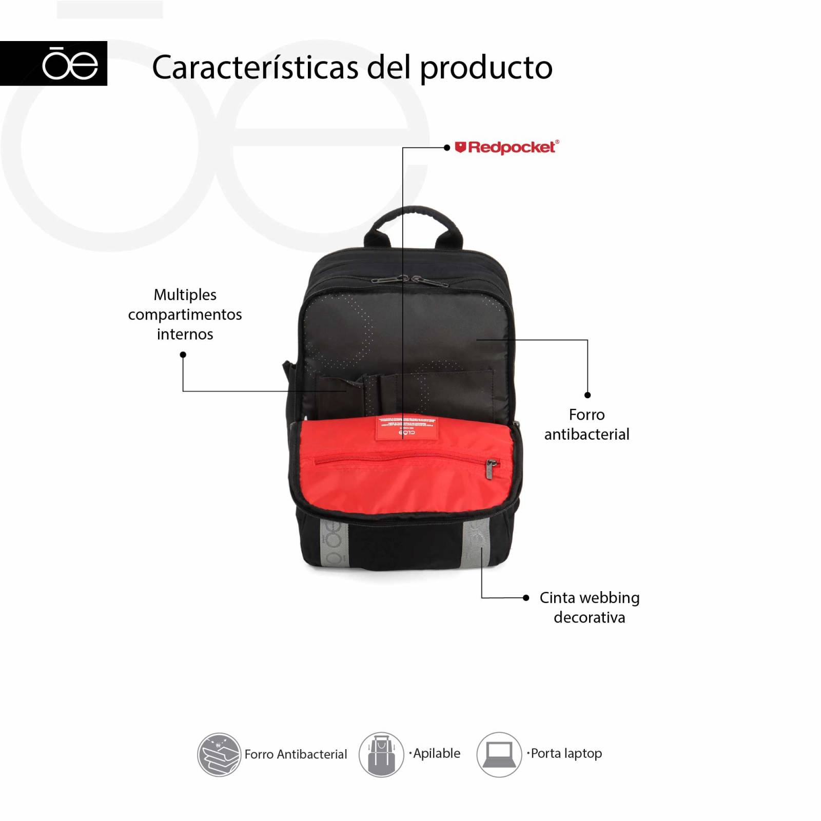 Mochila Cloe Porta Laptop 15" Cintas Webbing color Verde Olivo