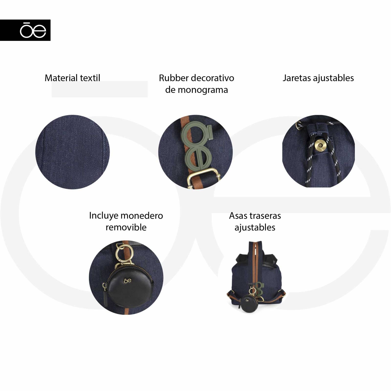 Mochila para Mujer Cloe Material Denim con Monedero