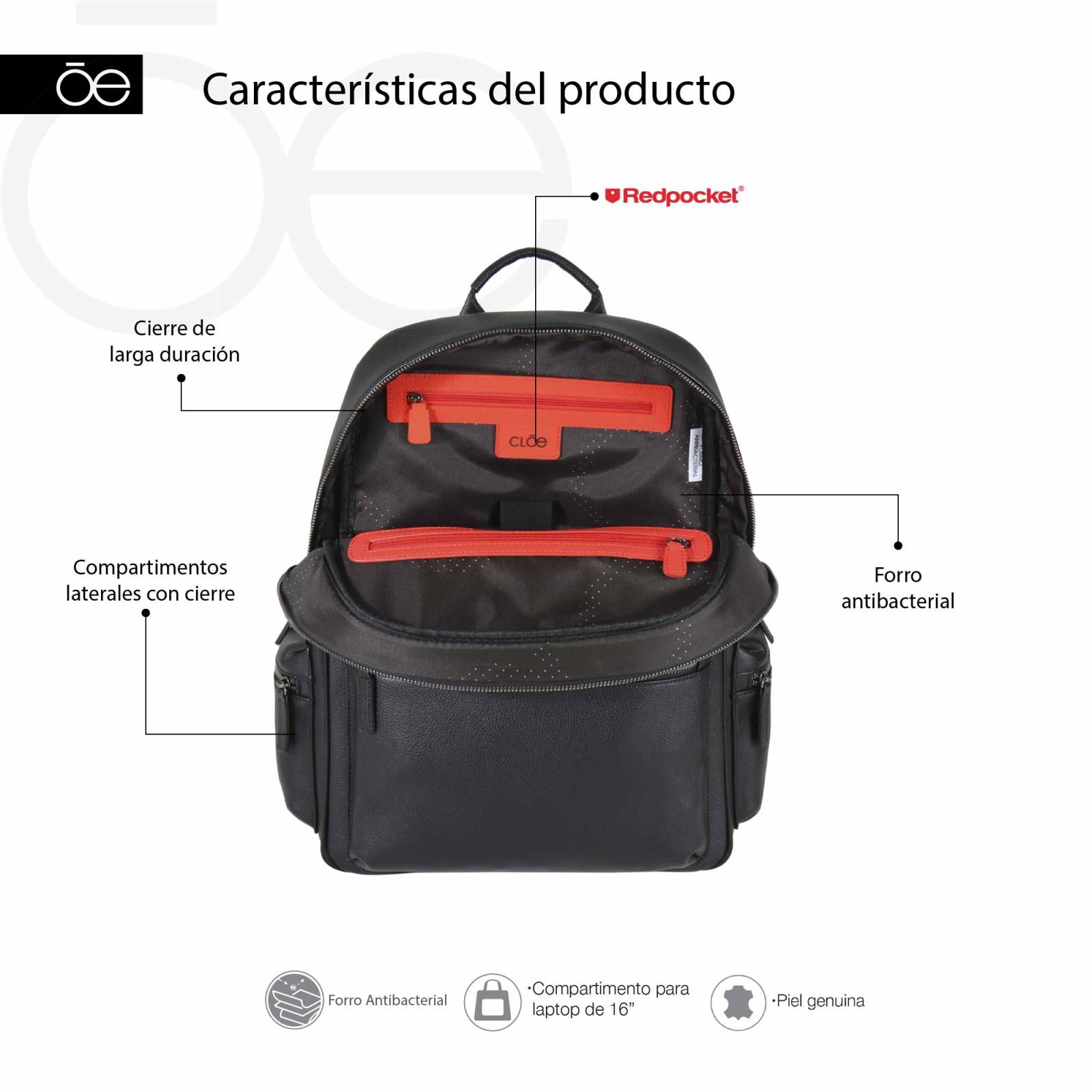 Mochila para Hombre Cloe Uomo Porta Laptop 15  Piel Genuina