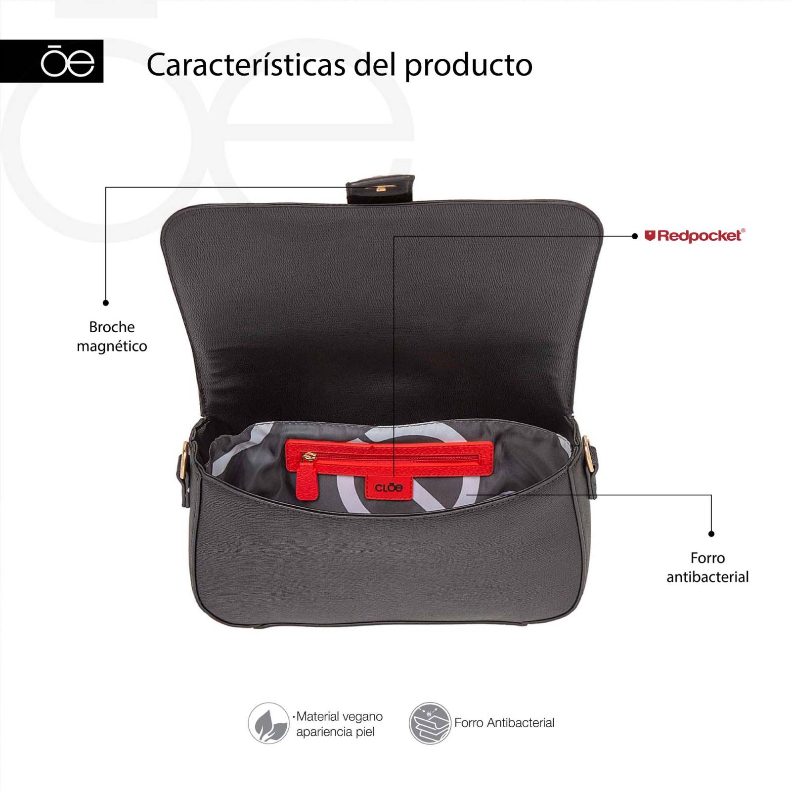 Bolsa Hobo Cloe Para Mujer con Herraje Metálico y Monedero