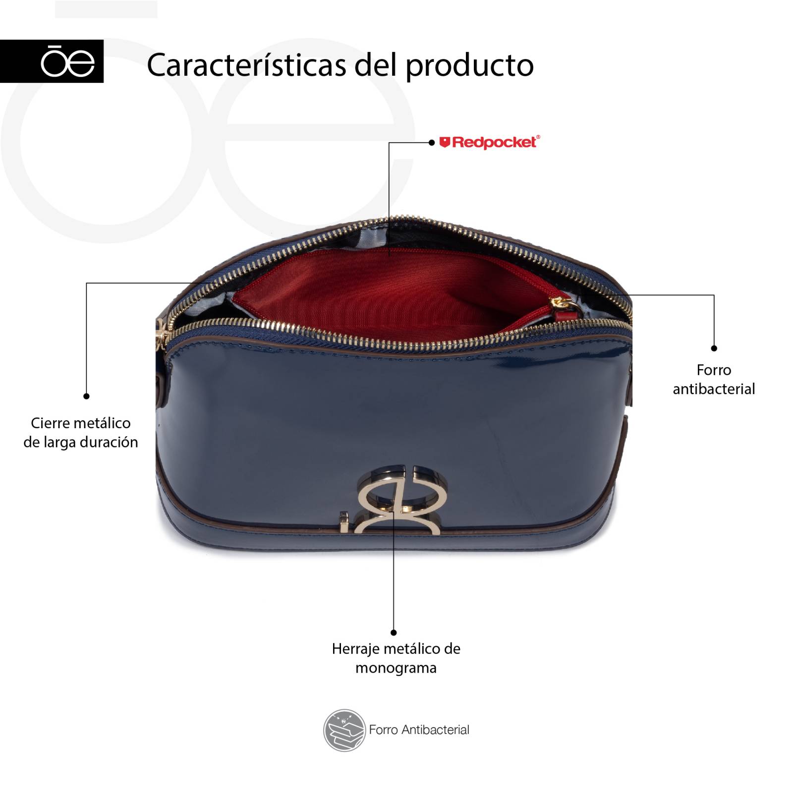 Bolsa Crossbody para Mujer Cloe Charol con Asa Larga