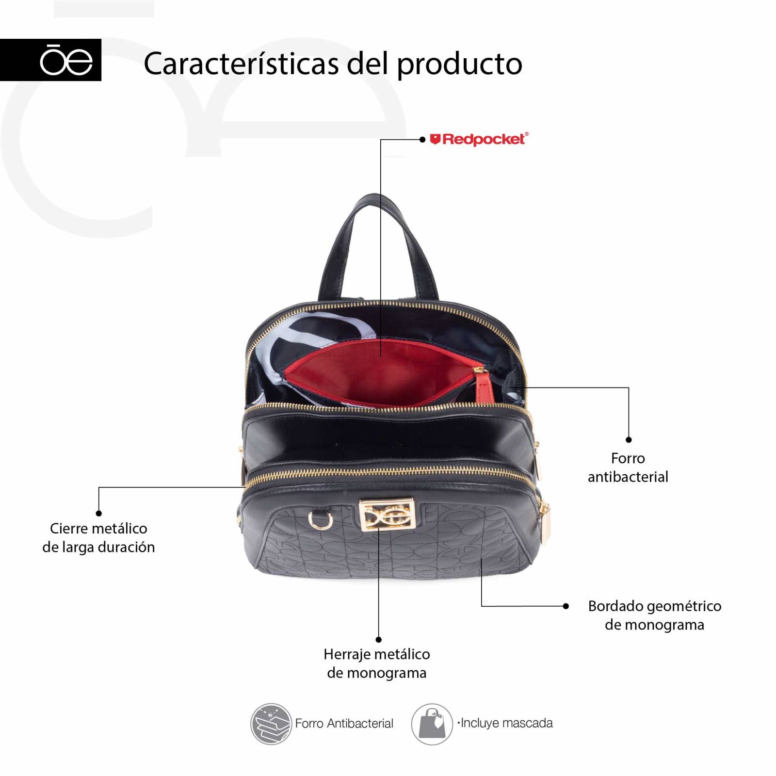 Mochila para Mujer Cloe Bordado con Mascada