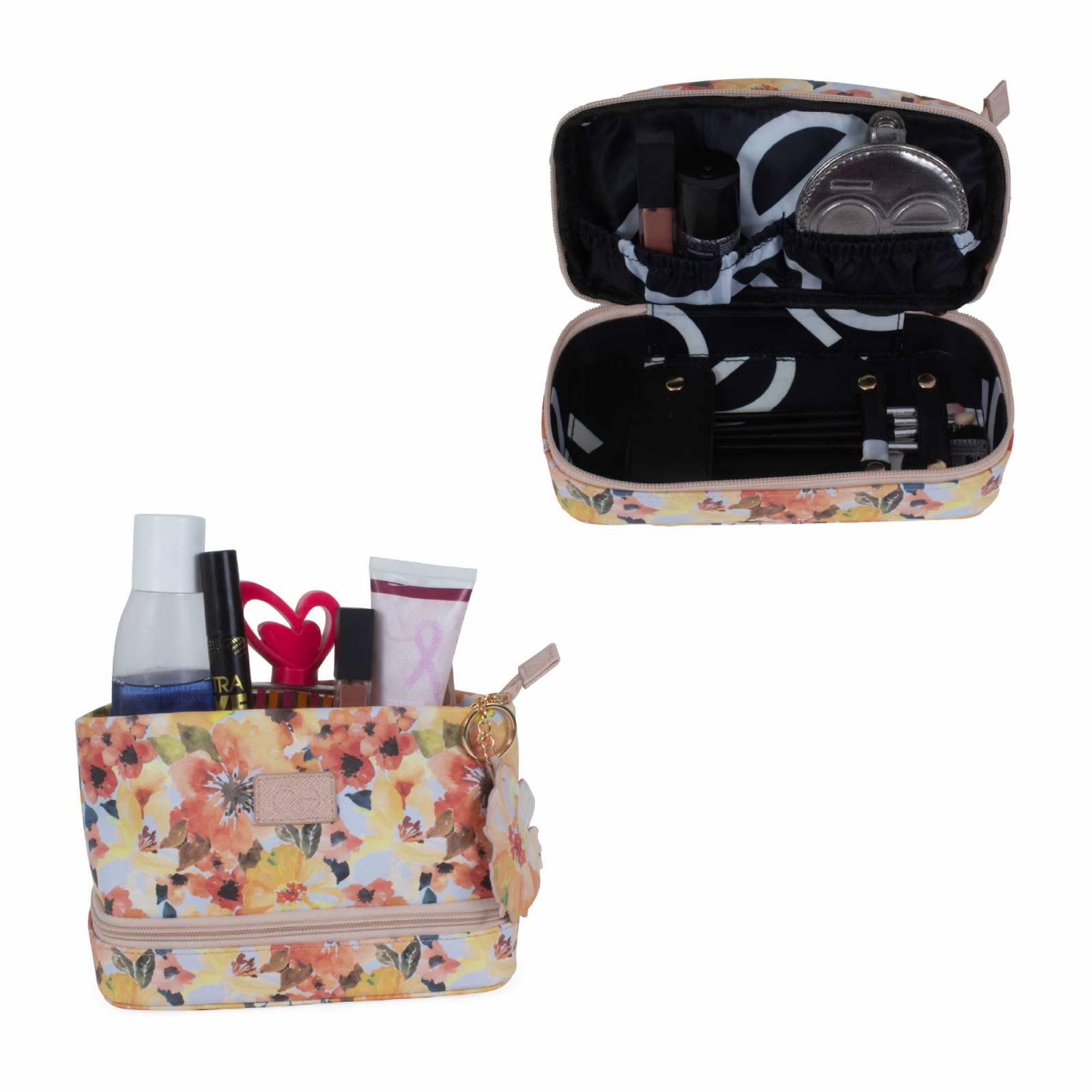 Cosmetiquera Para Mujer Cloe Mediana Cierre Doble Estampado Floral