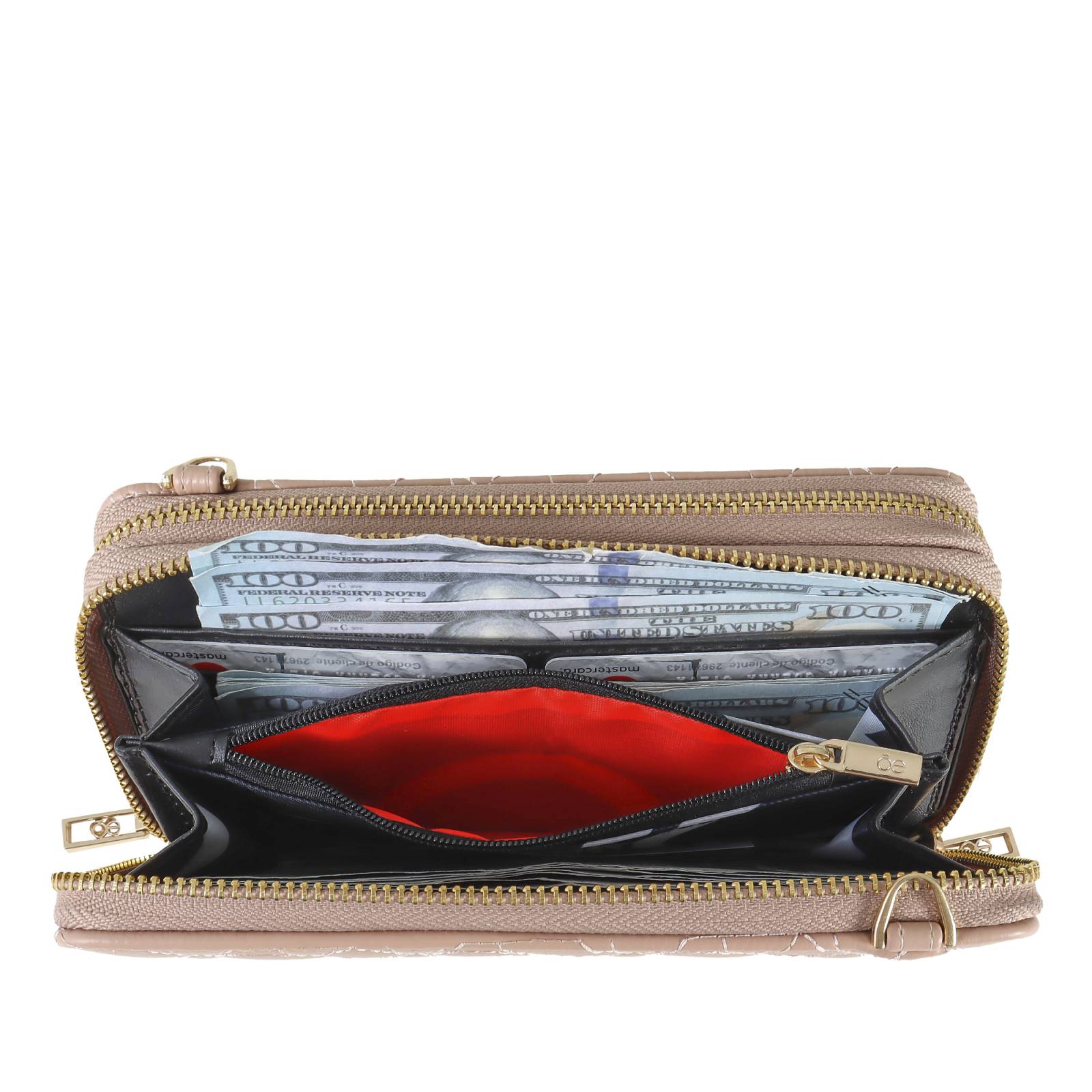 Cartera para Mujer Cloe Gde en Doble Cierre Acolchada