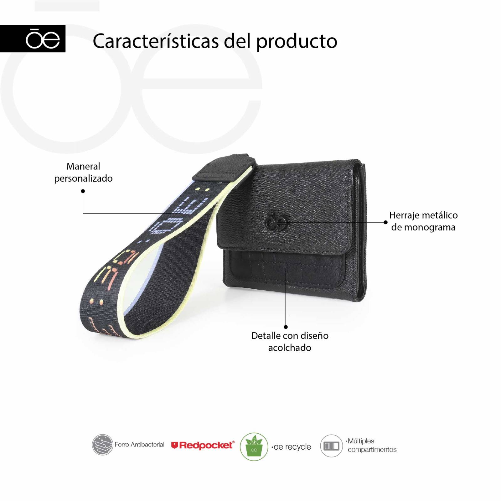 Cartera Flap para Mujer Cloe Material Reciclado con Maneral