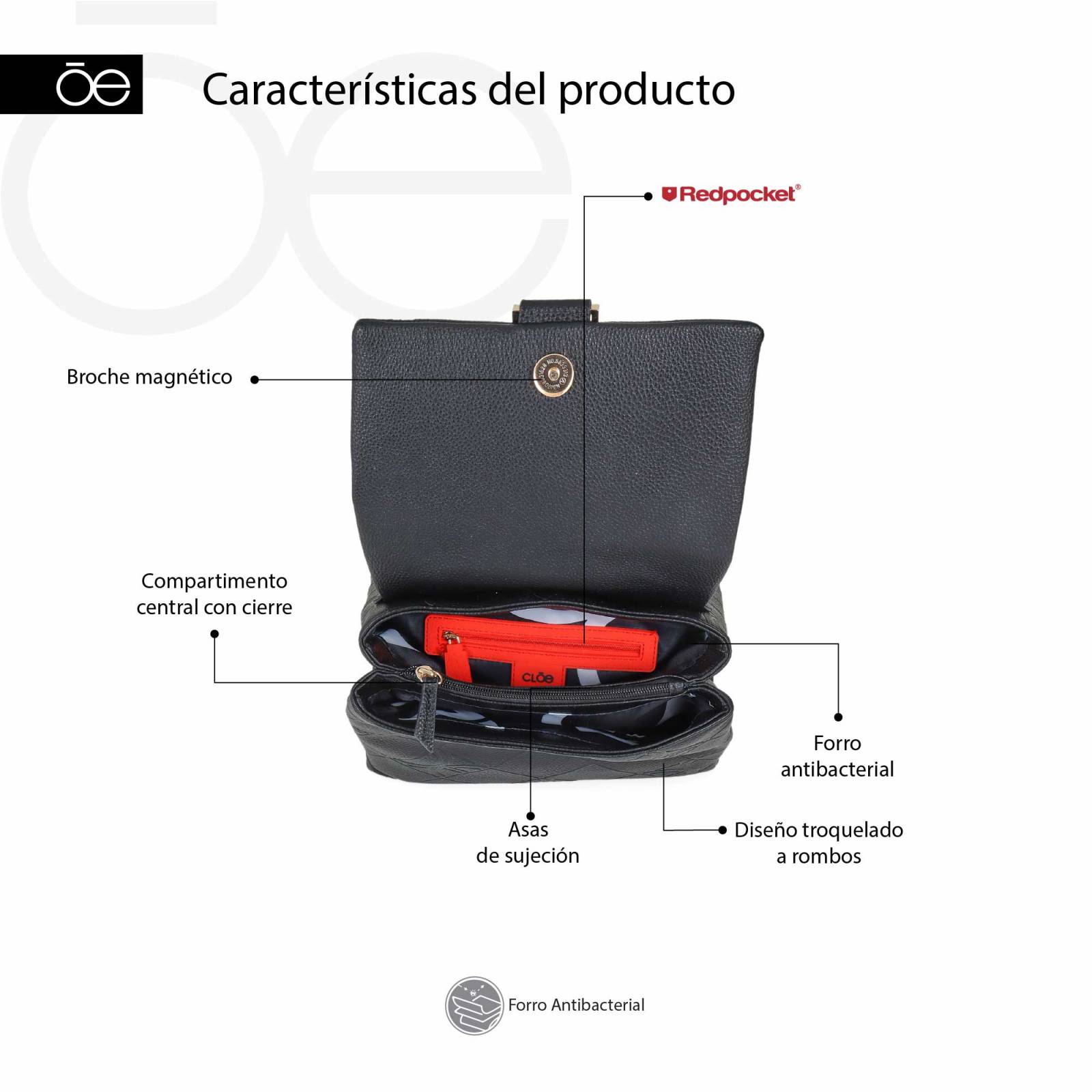 Mochila para Mujer Cloe Detalle Monograma Troquelado