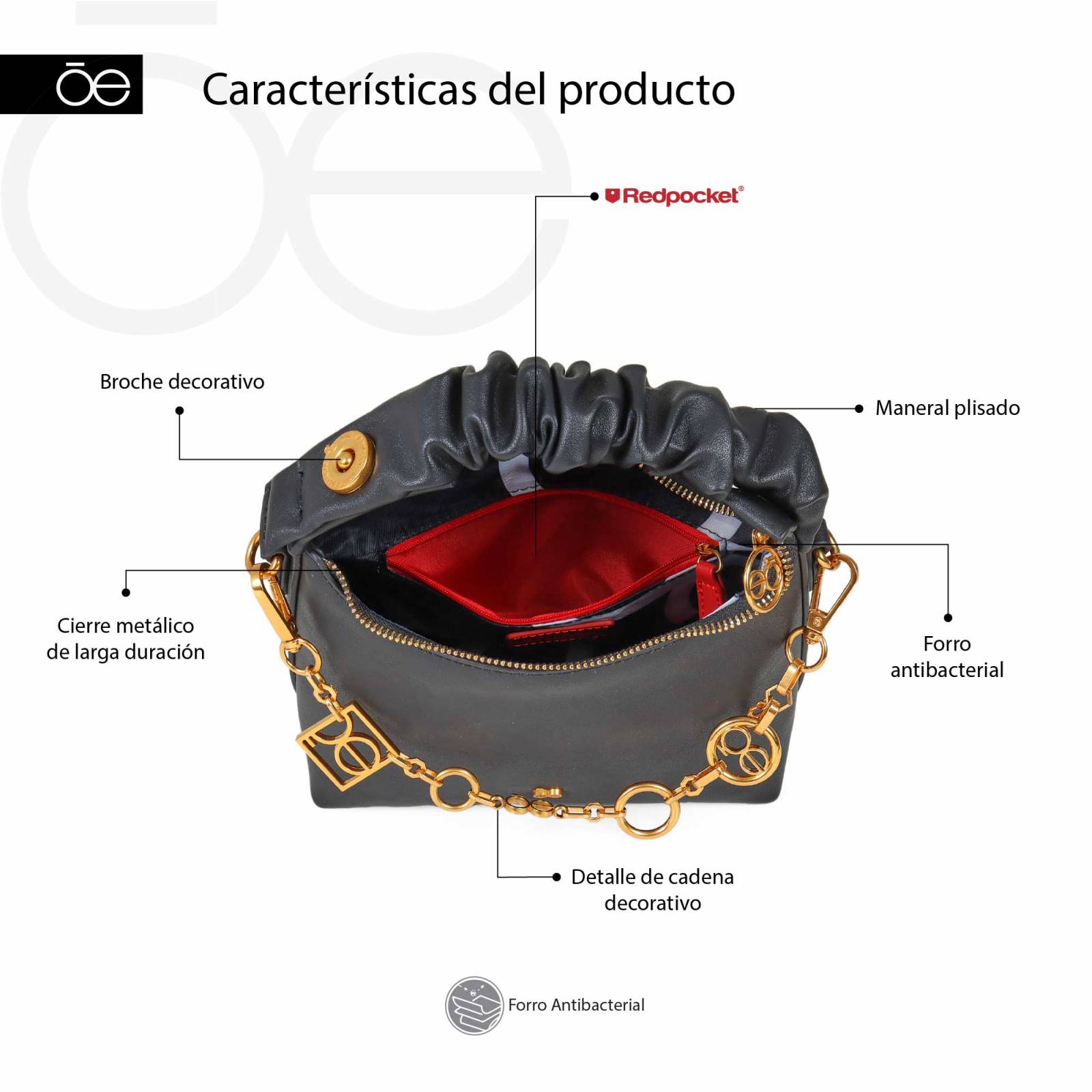 Bolsa Satchel para Mujer Cloe Chica Detalle Cadena