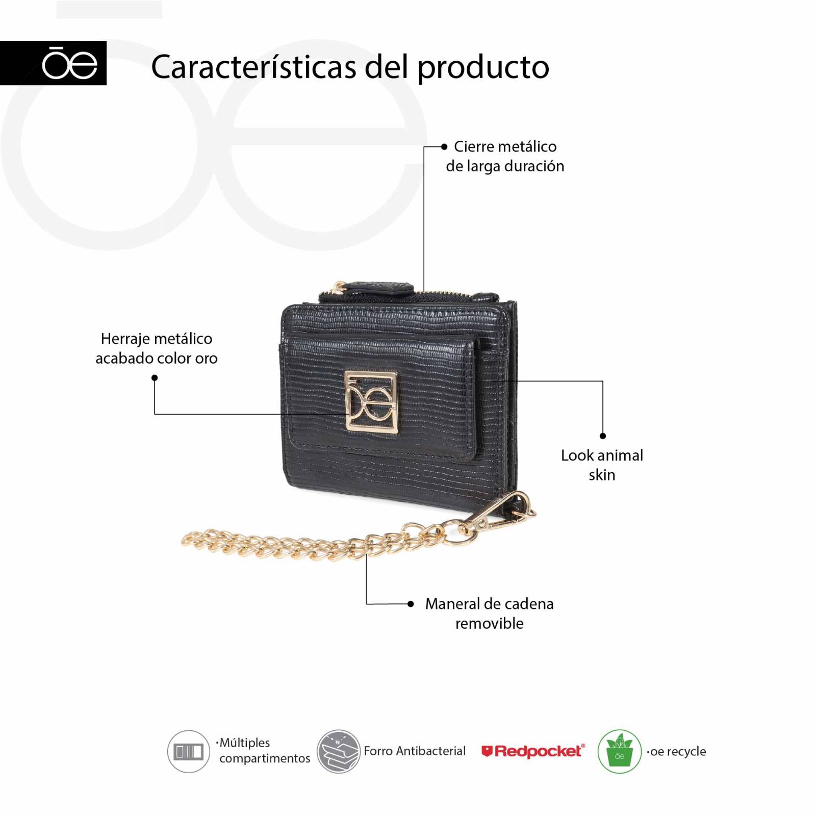 Cartera para Mujer Flap Cloe Material Reciclado con Cadena