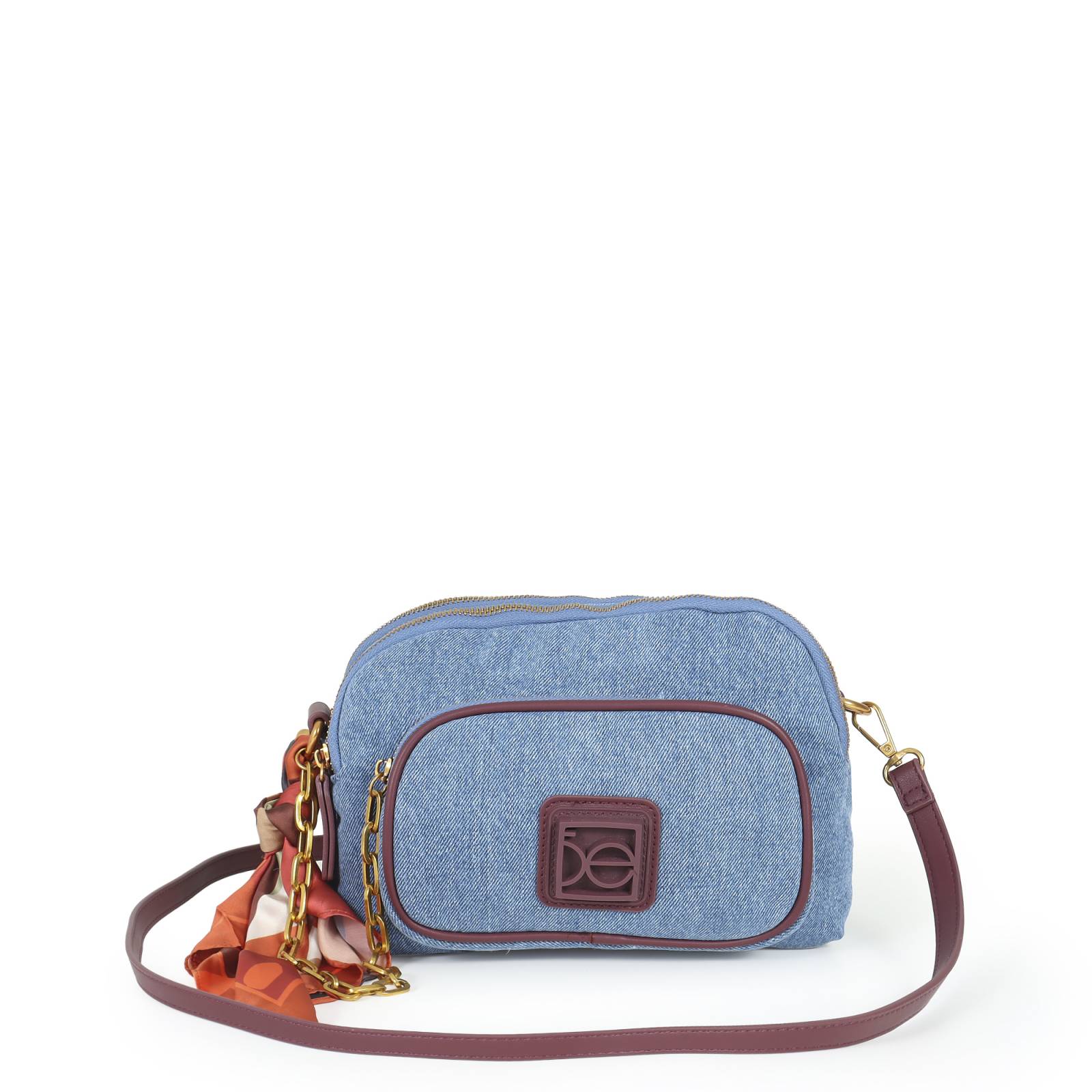 Bolsa Crossbody para Mujer Cloe Mediana Denim con Mascada