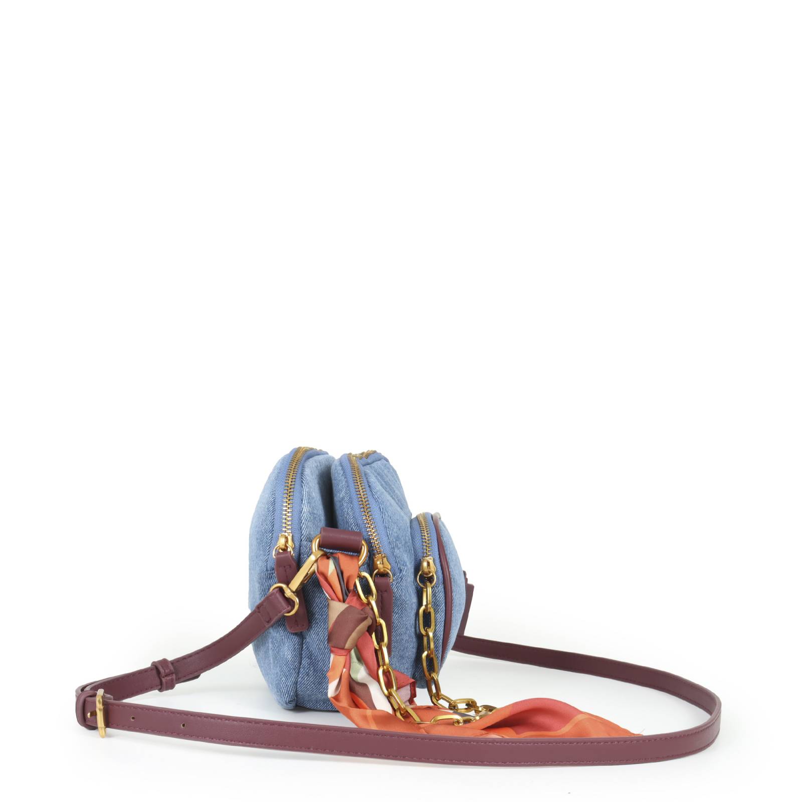 Bolsa Crossbody para Mujer Cloe Mediana Denim con Mascada