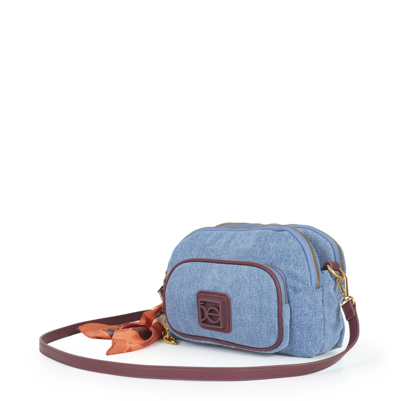 Bolsa Crossbody para Mujer Cloe Mediana Denim con Mascada