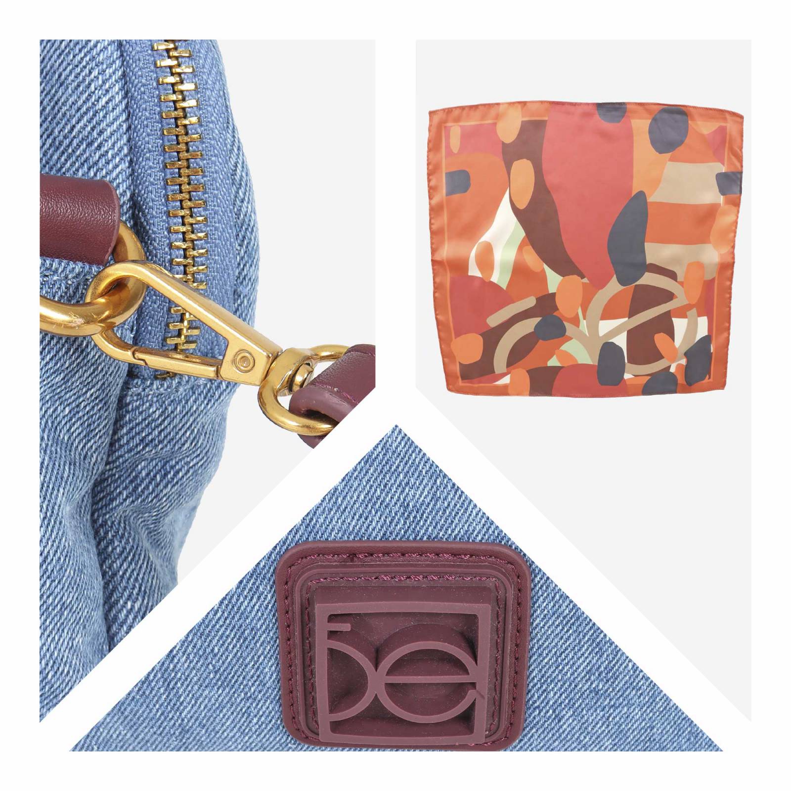 Bolsa Crossbody para Mujer Cloe Mediana Denim con Mascada