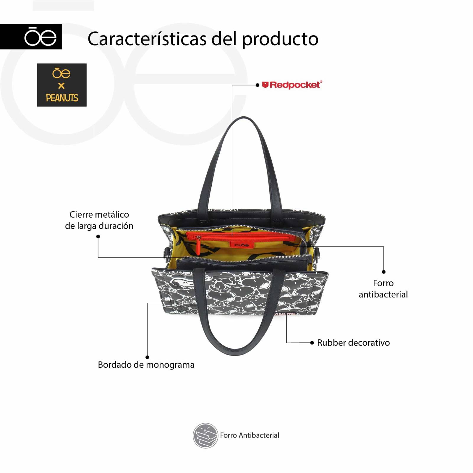 Bolsa Tote para Mujer Peanuts x Oe Diseño Acolchado