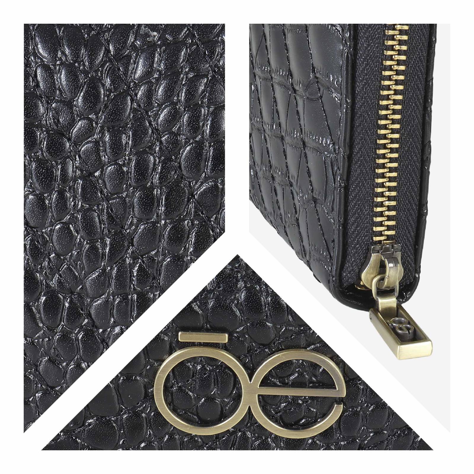 Cartera Cloe Grande Cierre Sencillo Animal Skin monograma OE