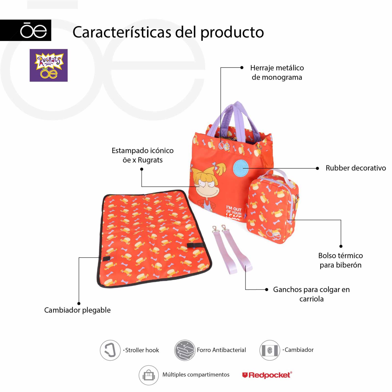 Pañalera Tote Rugrats x Cloe Mom   Baby Estampado Icónico